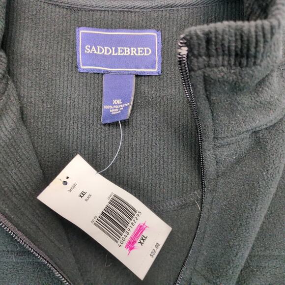 NWT Saddlebred Black 1/4 Zip Fleece Jacket Men's XXL Mock Neck Pockets Casual - Picture 3 of 10